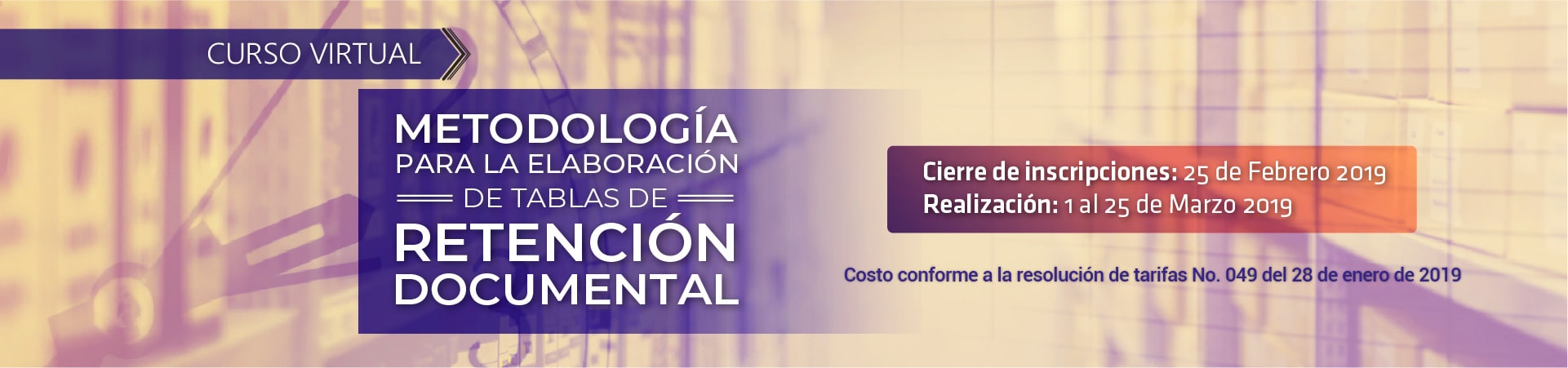 imagen curso virtual Metodología para la elaboración de Tablas de Retención Documental