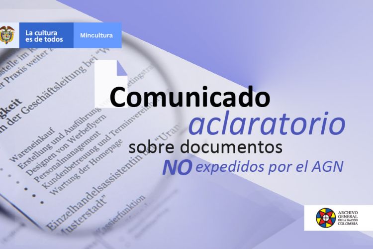 imagen noticia comunicado aclaratorio sobre documentos no expedidos por el AGN