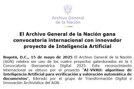 El Archivo General de la Nación gana convocatoria internacional con innovador proyecto de Inteligencia Artificial