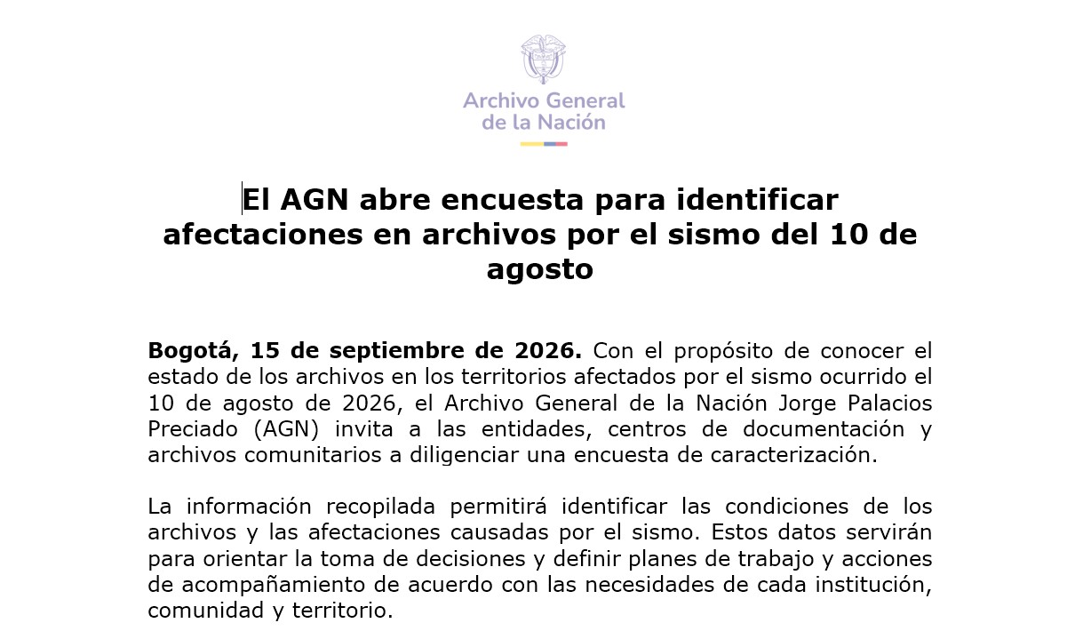 El AGN abre encuesta para identificar afectaciones en archivos por el sismo del 10 de agosto