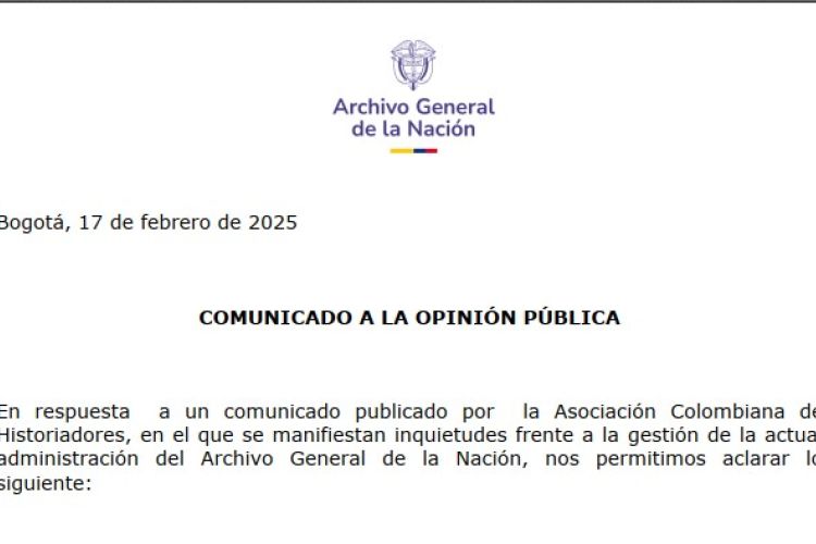 En respuesta a un comunicado publicado por la Asociación Colombiana de  Historiadores