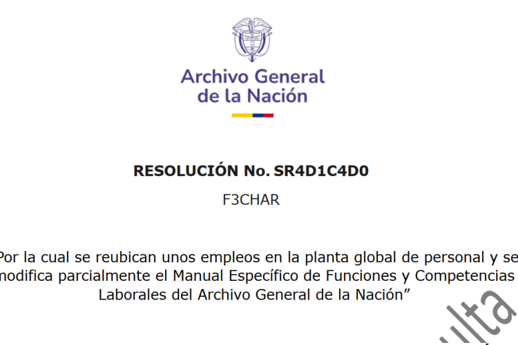 Modificación parcial del manual Funciones y competencias laborales Archivo general de la nación – Reubicación de empleos.