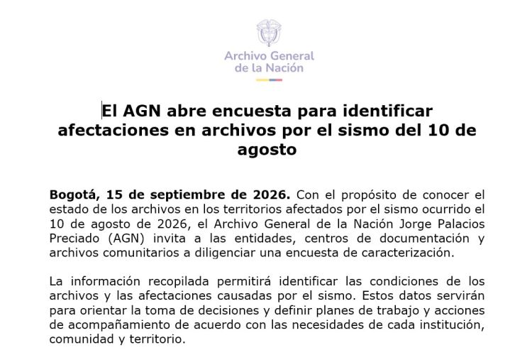 El AGN abre encuesta para identificar afectaciones en archivos por el sismo del 10 de agosto
