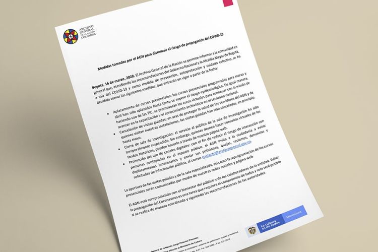 imagen comunicado medidas del AGN frente al coronavirus