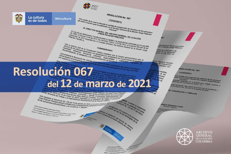 imagen de la resolución 067 de 2021